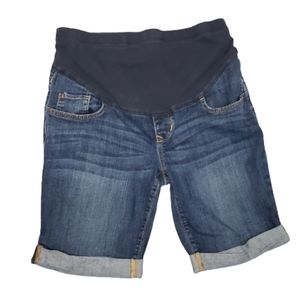 Old Navy Maternity Shorts Darkwash Denim Cuffed Bermuda